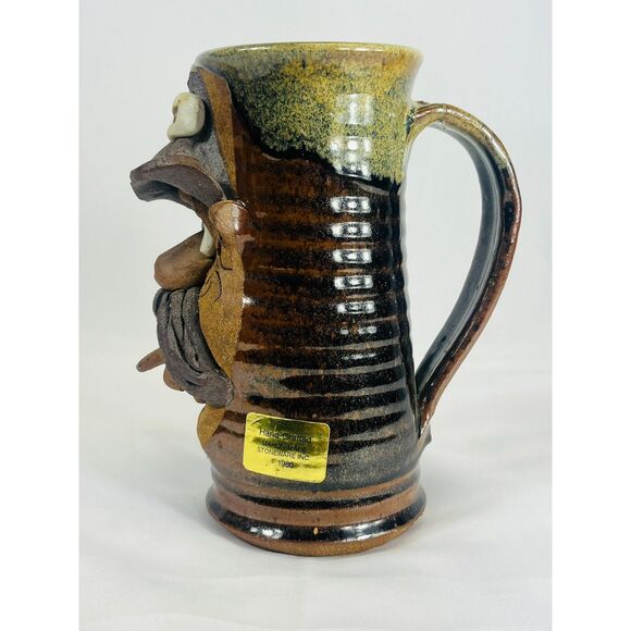 Mahon Hand Crafted Wasted Pottery Mug Stein Mustache - Picture 3 of 8